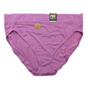 Wacoal 871353 Comfort‎ Touch Hi Cut Panty Lace Trim Tencel 2XL Purple NWT